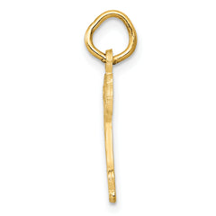 14K Gold Puppy Charm with Polished Finish and Textured Detail