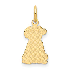 14K Gold Puppy Charm with Polished Finish and Textured Detail