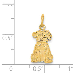 14K Gold Puppy Charm with Polished Finish and Textured Detail