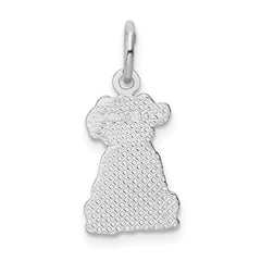 14K White Gold Puppy Charm with Polished Rhodium Finish