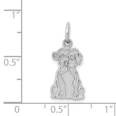 14K White Gold Puppy Charm with Polished Rhodium Finish