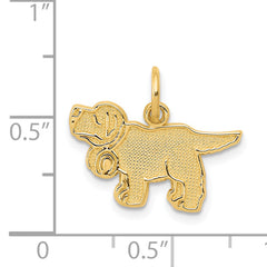 14K Gold Saint Bernard Charm with Polished Textured Finish by Sophia Jewelers