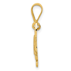 14K Gold Pit Bull Pendant with Polished Finish and Textured Detail