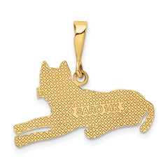 14K Gold Pit Bull Pendant with Polished Finish and Textured Detail