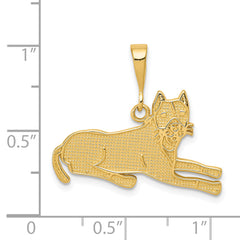 14K Gold Pit Bull Pendant with Polished Finish and Textured Detail