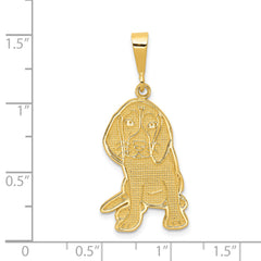 14K Gold Beagle Pendant with Polished Finish Elegant and Textured Design