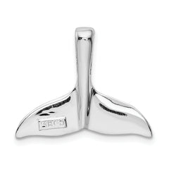 14K White Gold Whale Tail Slide Pendant with Rhodium Finish Solid & Casted Design