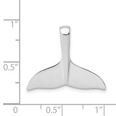 14K White Gold Whale Tail Slide Pendant with Rhodium Finish Solid & Casted Design