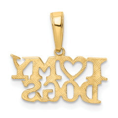 14K Gold I Heart My Dogs Pendant with Polished Solid Finish