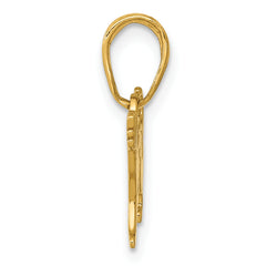 14K Gold Dog Pendant with Polished Finish and Textured Detail