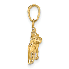 14K Gold Boston Terrier Dog Pendant with Polished Finish