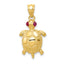 14k Turtle with Ruby Eyes Pendant