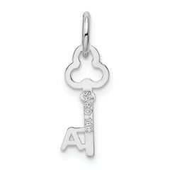 14K White Gold Letter A Initial Charm with Polished Rhodium Finish