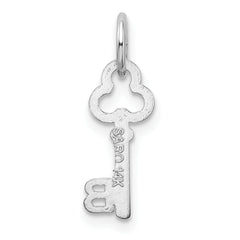 14K White Gold Letter B Initial Charm with Polished Finish & Rhodium Plating