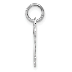 14K White Gold Initial Charm C with Polished Rhodium Finish