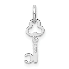 14K White Gold Initial Charm C with Polished Rhodium Finish