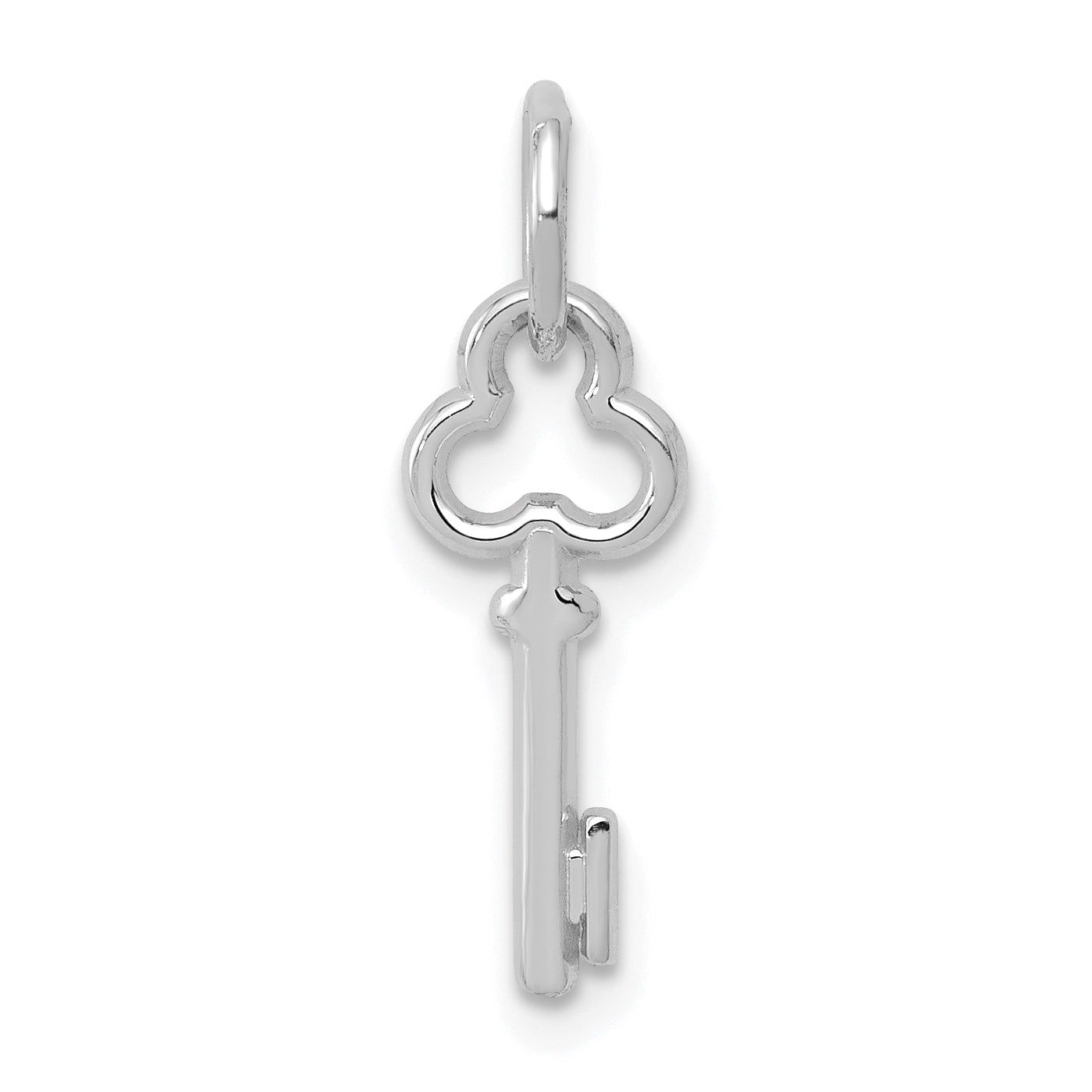 14K White Gold Key Letter I Initial Charm