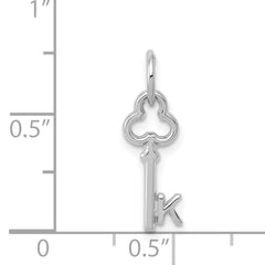14K White Gold Letter K Initial Charm with Polished Rhodium Finish