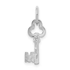 14K White Gold Letter M Initial Charm with Polished Finish Elegant and Small
