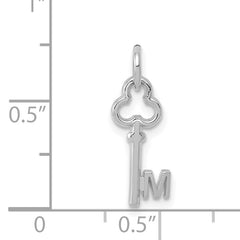 14K White Gold Letter M Initial Charm with Polished Finish Elegant and Small