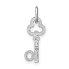 14K White Gold O Initial Charm with Polished Rhodium Finish