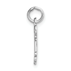 14K White Gold S Initial Charm with Polished Rhodium Finish