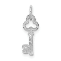 14K White Gold S Initial Charm with Polished Rhodium Finish