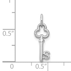 14K White Gold S Initial Charm with Polished Rhodium Finish
