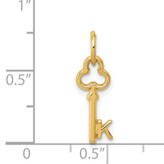 14K Gold Polished K Initial Charm Elegant & Casted Design by Sophia Jewelers
