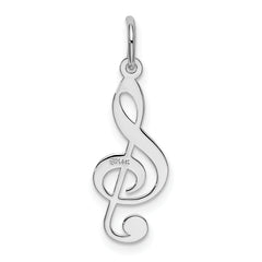 14K White Gold Polished Treble Clef Charm with Rhodium Finish Elegant Music Theme