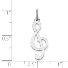 14K White Gold Polished Treble Clef Charm with Rhodium Finish Elegant Music Theme