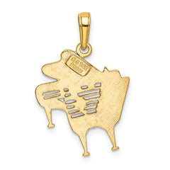 14K Gold Piano Pendant with Polished Finish and Textured Design