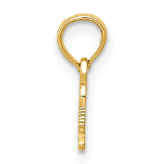 14K Gold Electric Guitar Pendant with Polished Finish Solid and Textured Design