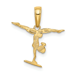 14K Gold Gymnastics Pendant with Polished Finish and Textured Detail
