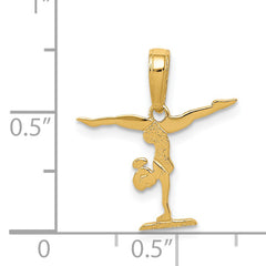 14K Gold Gymnastics Pendant with Polished Finish and Textured Detail