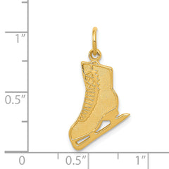 14K Gold Figure Skate Pendant with Polished Finish and Textured Detail