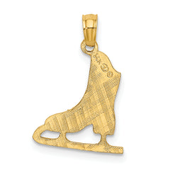14K Gold Figure Skate Pendant with Polished Textured Finish Sophia Jewelers