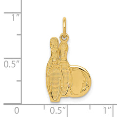 14K Gold Bowling Pins Charm for Men Polished Textured Finish