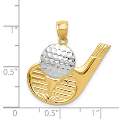 14K Gold and Rhodium Men's Golf Pendant with Polished Finish