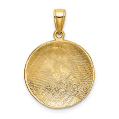 14K Gold Polished Soccer Ball Pendant for Men with Textured Design