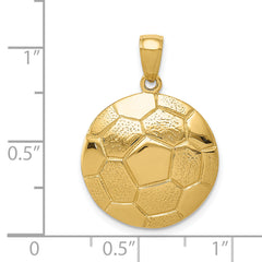 14K Gold Polished Soccer Ball Pendant for Men with Textured Design