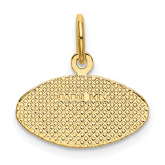 14K Gold Football Charm with Polished Finish and Textured Back