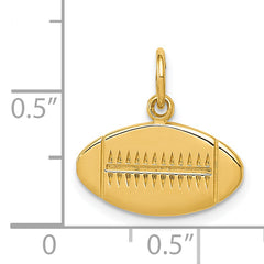 14K Gold Football Charm with Polished Finish and Textured Back