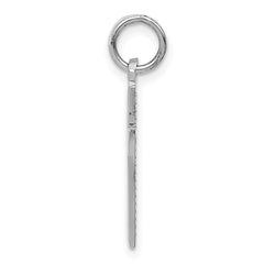 14K White Gold Cross Pendant with Polished Finish and Rhodium Plating