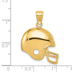 14K Gold Football Helmet Pendant for Men with Polished Finish