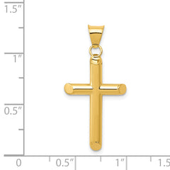 14K Gold 3D Polished Hollow Cross Pendant by Sophia Jewelers