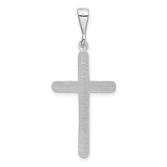 14K White Gold Cross Pendant with Polished Finish and Rhodium Plating