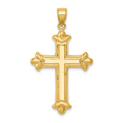 14K Gold Reversible Diamond-Cut Cross Pendant 39mm