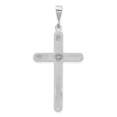 14K White Gold Cross Pendant with Polished Finish and Rhodium Plating