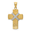 14K Two-tone Diamond-cut Cross Pendant